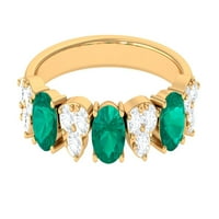Prirodni smaragdni poluvremeni prsten sa moissine, okrugli rez smaragdni zlatni srčani prsten za žene,