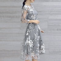 Symoidne haljine za jesen za žene - Ljetna organza cvjetna tiskana vjenčanica Ball sim mat haljina koktel