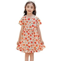 Rovga casual haljine za djevojke Dječja djeca Ljeto kratki rukav cvjetni printova princeza haljina modna