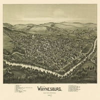 Istorijska karta Waynessburg Pennsylvania Greene County Poster Print