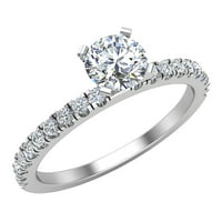 Petite Diamond zaručni prstenovi za žene okrugli sjajni solitaire Diamond Ring 18k bijelo zlato 0. CT TW