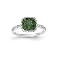 14k bijelo zlato Real Diamond & Pav - zeleni real dijamantski prsten