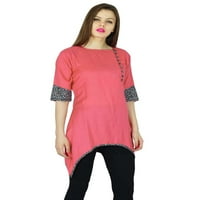 Phagun Indian Pink Kurti Top Designer Kurta Žene Rayon Casual Top Tunic haljina