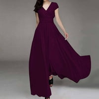 GDFUN Fashion Women Casual Source Chiffon V-izrez Elegantne duge haljine Ženske haljine