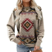 Ženski pulover za pulover sa okruglim vratom, jumper Top geometrijsko štampanje Ležerne prilike