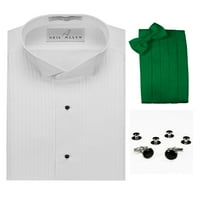 Formalna košulja za tuxedo, Kelly Green Cummerbund, kravata, manžetne veze i odresci