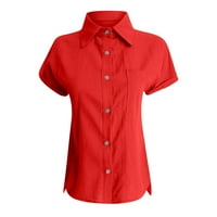 Ženski ljetni vrhovi tastera sa gumb Dugme Košulje Plain T majice za žene