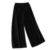 Posteljine hlače za ženske ležerne labave elastične struke Široke pantalone za noge Lagane udobne točne