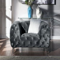 BornMio sivi elegantni baršun dnevni boravak, tapacirani set za nameštaj, uključujući loveseat, fotelja, 3-sjedala kauč, otoman
