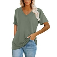 Zunfeo Ženska majica - kratki rukav Solid Comfy Casual Tops V pulover T majice Flash Pick Bluza na prodaju