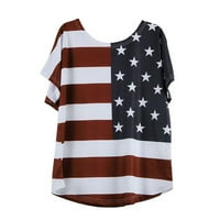 Lydiaunistar Cleance Plus size Plus size Ženska modna labava bluza Zvjezdana pruga USA zastava Amerika