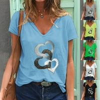 Ženska odjeća T majice, ženska čipka kratki rukav V-izrez Majica Labavi Ležerne prilike ljetni tee vrhovi