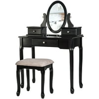 Vanity set sa jednim zrcalom i zrcalom stolom, tablica ispraznih devojaka sa ogledalom i klupama, tablice