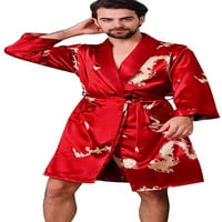 Haseil muški satenski ogrtač zmaj luksuzni svileni spa centar dugih rukava Kimono Cathrobe