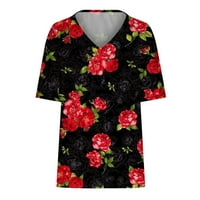 Patlollav ženski vrhovi čišćenje dame dame moda casual plus size scenski cvjetovi ispisati majice s