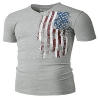 H2H MENS casual Slim Fit Short rukave majice Pamučna mešana lagana američka zastava tiskana