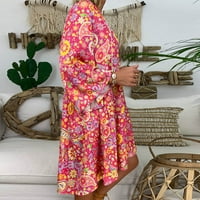 Ženske dame labave cvjetni print tri četvrtina rukava mini haljina ljetna haljina