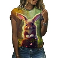 ZODGGGU Uskršne grafičke majice za žene bavi se kratkim rukavima Žene slatkog zečica za bluzu za ispis
