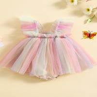 Dojenčad Girl Romper haljina vez leptir Wing duga boja tulle princeze suknje JumpSuits bodysuits