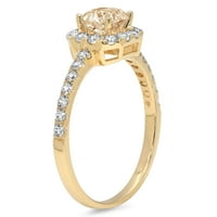 1.23CT Princess Cut Yellow Moissine 14k Žuto zlatna godišnjica Angažovanje halo prstena veličine 8.25