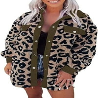 Ženska nejasna snaga Fau Fur Sherpa Leopard topla košulja jakna