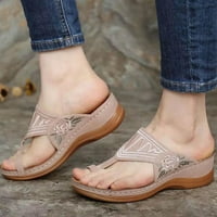 Taqqpue cvjetne sandale Flip flops za žene Dressy Clip Toe Wedge Sandale Flip Flops sa ortotičkim lukom