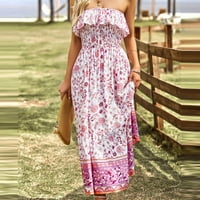 Bescita Summer Haljine za haljine za žene Cvjetni otiskali Boho Beach Flowy Maxi haljina na plaži