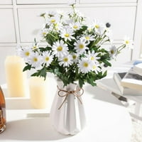 Veštački buket sil daisy cvijeća za kućne stolove Centerpieces Dekoracija uređenja, bijela