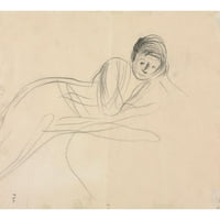 Jean-Louis Forine Crni moderni uokvireni muzej umjetnički print naslovljen - naslonjavanje žene