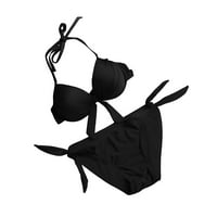 Kupanje odijelo High Squik Halterneck Podignite odjeću za plažu odjeću Split kupaći kostim crni