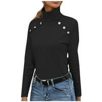 Ženski dugi rukav džemper s tamnim ugrađenim laganim ležerskim tasterima na vrhu majica Stretch vrhovi