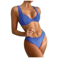 Royalloveove ženska modna seksi čvrsta boja Bralette Split Bikini kupaći kostim ženske kupaćih komisija