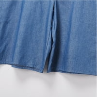 Ženske radne hlače Ljeto V-izrez Halter Sling široki skok nogu plavi s