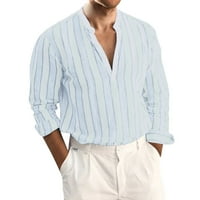 Muška pamučna posteljina pruga casual plus veličina labave košulje muške stalke košulje dugih rukava