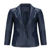 Luxplum dame blezer rever izrez Blazers Fau Kožne poslovne jakne Jednosadno odijelo Formalni kaput Navy
