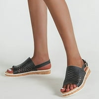 Ženske cipele dame cipele Ljetna ravna pete debela šupljina prozračna sandala velike veličine crna 6,5