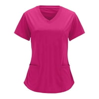 Ženski ljetni vrhovi Ženska bluza s kratkim rukavima, Ležerne prilike Pusti V-izrez HOT PINK 5XL