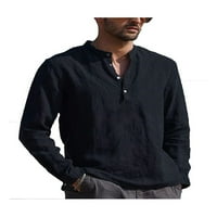 Muška ploča s dugim rukavima bluza Ležerne prilike labavi gumb V izrez Tee