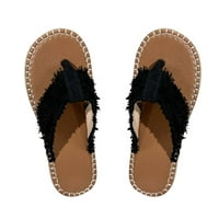 Žene Ljeto plaža Sandale s ravnim slamkama Retro boemijski flip flops Comfort klizanje papuče cipele