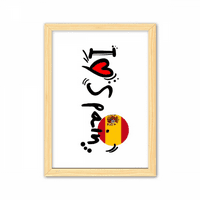 Love Španija Word Flag ljubav Heart Ilustracija Dekorativni drveni slikanje Naslovnica Dekoracija Frame