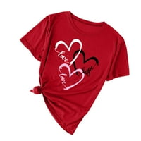 T majice za žene Žene Valentinovo Love Ispisuje čvrsta boja Top majica kratkih rukava Žene The majice
