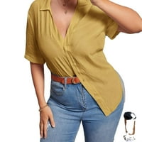Ležerna majica sa čvrstim ovratnikom Žuta plus veličina Bluze