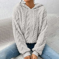 Ženski pulover Dukseri solidne boje Dugih rukava Jacquard Lagana pulover Kapuljač s kapuljačom s kapuljačom