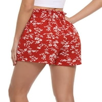 Moly ženske kratke hlače za kratke hlače Striped ruffle elastična struka ljetna plaža kratka sa džepovima cvjetni xl
