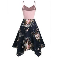 Puntoco haljina ženska dozvola plus veličina cvjetna ispis asimetrična haljina za hamperčiranje Camis