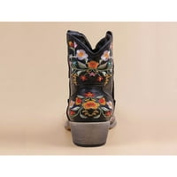 Daeful Women Anket Boot vezeni cvjetni kratki čizme Chunky čizme Povećava koludne cipele za zimske cipele