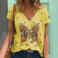 Ljetni modni leptir Ispiši labavu bluzu s dubokim V izrezom Dugicom Stripe košulja Ženske vježbanje