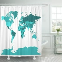 Svjetska karta u četiri nijanse tirkize na bijelom visokoj detalji praznog političkog vodootpornoj kupaonici
