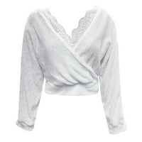 Ženski prevelizirani dugi rukav ležerni džemper jesen i zima čista čipkana košulja s rukavima dugih
