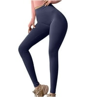 Ženske ležerne čvrste hlače na srednje struku Labave duge hlače joge hlače